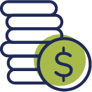 Superannuation Icon - line drawing of coins stacked in a pile