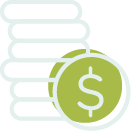 Superannuation Icon - line drawing of coins stacked in a pile